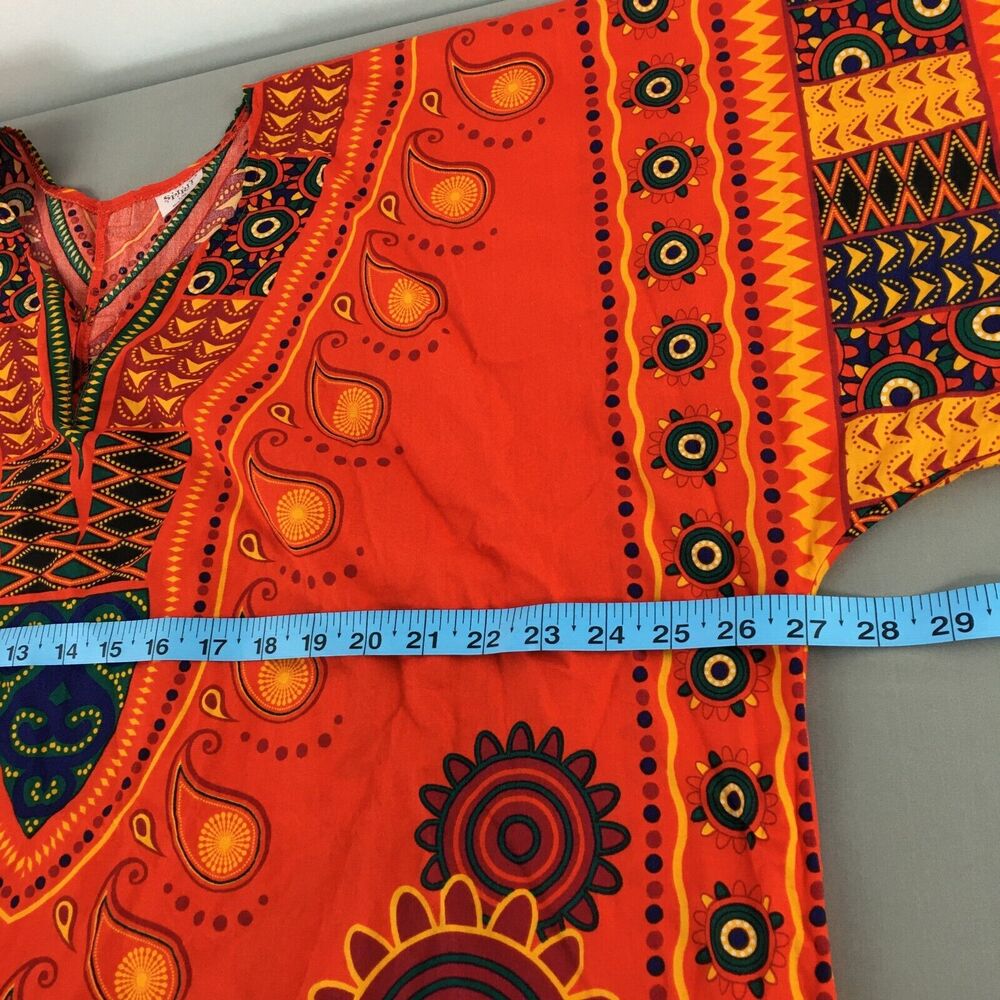 SPIRIT HALLOWEEN Dashiki Tribal Caftan SHIRT HIPPIE ETHNIC ORANGE Men Sz L/XL - Picture 16 of 16